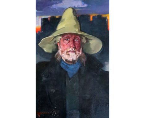 § Norman Kirkham R.G.I. (Scottish b.1936)oil on canvasSelf Portrait - 'High Flats Drifter'signed and dated '9720 x 30in.