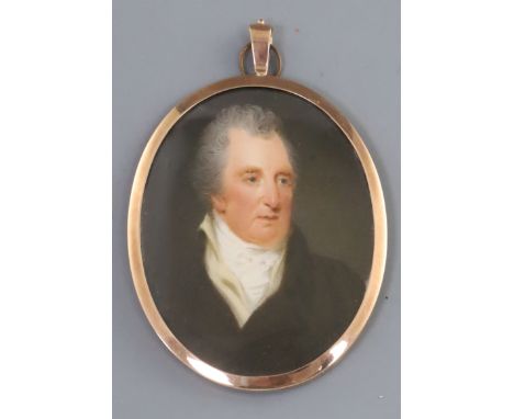 Francis Hargreaves (fl.1810-1854)oil on ivoryMiniature portrait of Mr Roscoe, 1818,inscribed verso3.25 x 2.75in