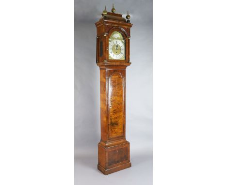 William Underwood of London. A George III walnut cased eight day chiming longcase clock, the 12 inch arched brass dial with s