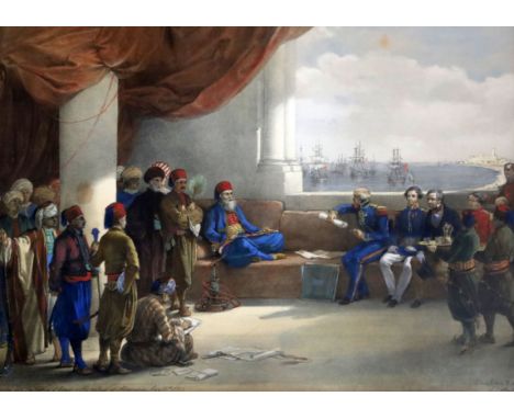 Haghe after David Robertscoloured lithographInterview with the Viceroy of Egypt at the Palace of Alexandria, Egypt, May 12th 