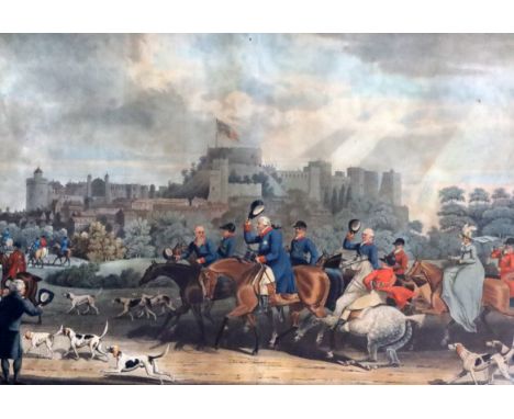 Dubourg after Pollardpair of coloured aquatints'Royal Hunt in Windsor Park' and 'His Majesty King George III Returning from H