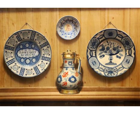 § Frederick Clifford Harrison (1901-1984)oil on boardDelftware plates and a juginitialled and dated 1969, Stacy Marks label v