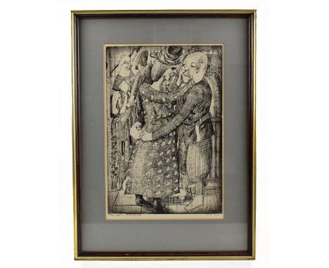 SIR STANLEY SPENCER CBE RA (1891-1959); a monochrome lithograph 'Me Greeting Hilda', signed and dated 10.3.73, no.63/75, 40 x