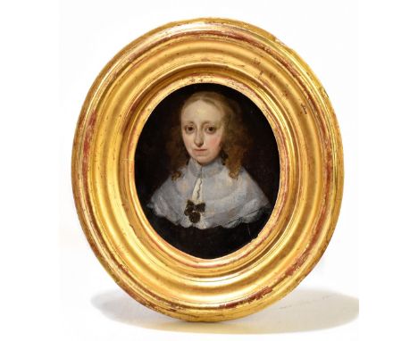 FOLLOWER OF CORNELIUS JOHNSON; oval oil on copper, portrait of a lady, unsigned, 11 x 9cm, framed.Additional InformationSome 