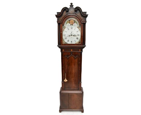 ROBERT BOLTON OF WIGAN; a late George III mahogany eight day longcase clock, the painted dial with Roman numerals and two cen