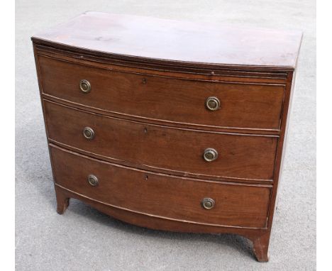 A 19th century mahogany bowfront chest, with slide above three long drawers, on splayed bracket feet, height 87.5cm, width 10