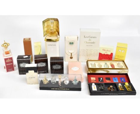 A set of sixteen boxed perfumes, mostly vintage, used and unused, including Salvador Dali, Guerlinade, Vivienne Westwood, GRE