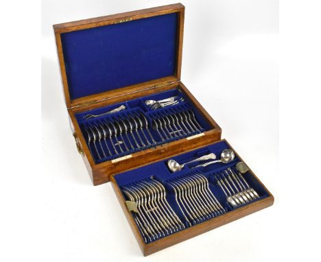 GOLDSMITHS & SILVERSMITHS CO; a sixty-two piece canteen of King's pattern hallmarked silver flatware, struck front and back, 