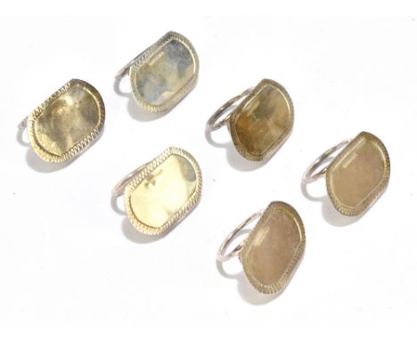 A cased set of six Elizabeth II hallmarked silver menu holders, each of oval form, with bright cut decoration, London 1994, a