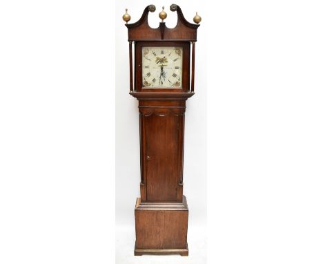 SAGAR OF SKIPTON; an 18th century oak cased thirty hour longcase clock, the painted dial with Arabic and Roman numeral chapte