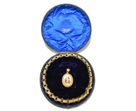 A cased yellow metal filigree decorated open work chain, length 47cm, approx 48.5g (stamped 375) and a Victorian yellow metal
