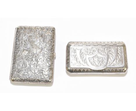 A German 800 grade silver cigarette case of rectangular form with cast detail depicting a mythical beast and scrolling detail