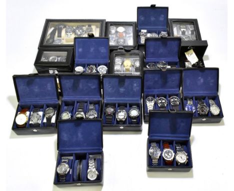 A large collection of gentleman's wristwatches including Rotary Chronospeed, Bulova Precisionist, Casio G-Shock, Citizen Eco-