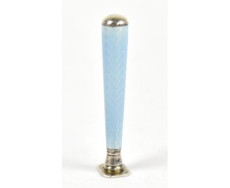 A Scandinavian 930 grade silver and pale blue engine turned guilloche enamel seal initialled 'L', length 5cm.Additional Infor