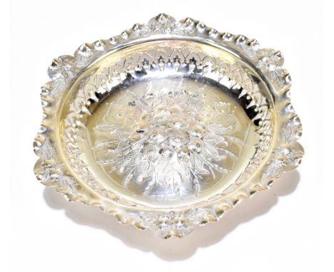 ELKINGTON &amp; CO; a Victorian hallmarked silver bowl with wavy edge and pierced outer body, with central repoussé floral de