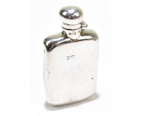 FREDERICK ASMAN &amp; CO; an Edwardian hallmarked silver hip flask of rounded rectangular form, Sheffield 1903, 10.5 x 5.8cm,