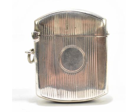 WILLIAM HENRY LEATHER; a George V hallmarked silver vesta case with engine turned detail, Birmingham 1912, approx 0.75ozt/23.