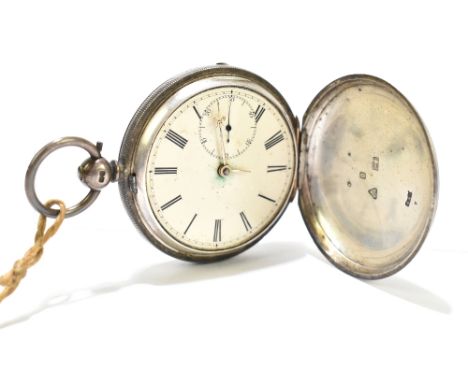 A&nbsp;Victorian&nbsp;hallmarked silver full hunter pocket watch with vacant cartouche to the outer case, the white enamel di