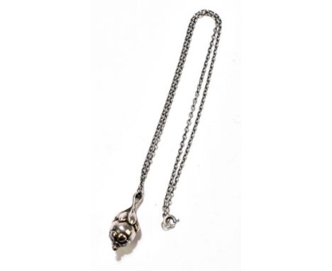 GEORG JENSEN; a sterling silver pendant on chain, 1991, length of chain 44cm, length of pendant including fixed bail 30mm, ap