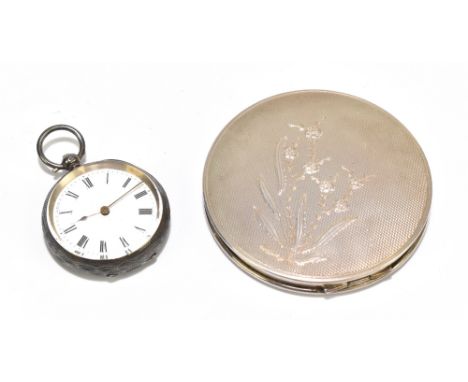 A Continental 935 standard silver fob watch, the white enamelled dial set with Roman numerals, diameter 4cm, with a silver co