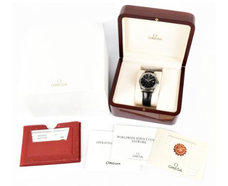 OMEGA; a gentleman's stainless steel De Ville automatic chronometer wristwatch with black dial, date aperture and twin subsid
