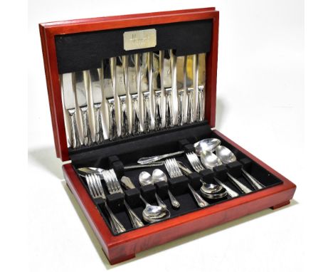 HARRODS; a six setting canteen of stainless steel cutlery, Sheffield manufacture, Harrods plaque to interior and mark to each