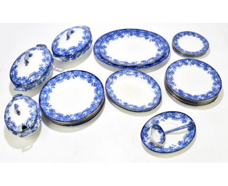 DOULTON; a quantity of 'Melrose' pattern dinner ware comprising two oval tureens and covers, six dinner plates, six fish plat