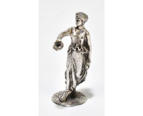 WALKER &amp; HALL; a hallmarked silver figure, the Goddess of Victory bearing laurel wreaths, Sheffield (no visible date mark