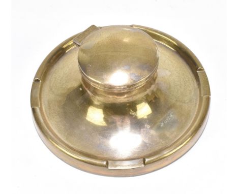 S BLANCKENSEE &amp; SON LTD; a large George V hallmarked silver Capstan inkwell, with clear glass liner, weighted, diameter 1