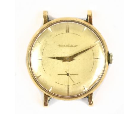 JAEGER-LECOULTRE; a gentleman's 9ct gold cased wristwatch, the silvered dial set with batons and with subsidiary seconds dial