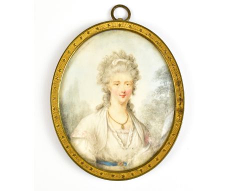FRENCH SCHOOL, LATE 19TH/EARLY 20TH CENTURY; watercolour on ivory, portrait miniature, 'Lady Mary &amp; Amelia Clarendon', in