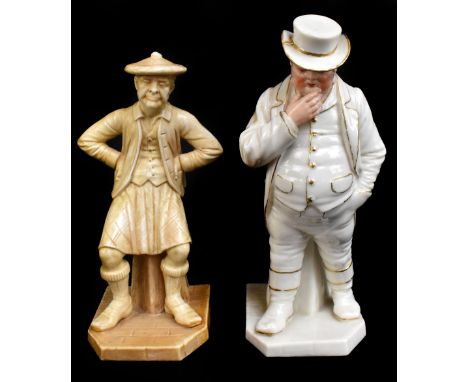 ROYAL WORCESTER; two figures modelled by James Hadley, comprising 'The Scotsman' shape number 913, height 16cm, and 'J. Bull'