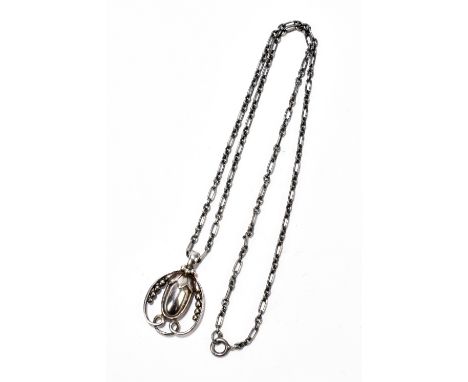 GEORG JENSEN; a sterling silver pendant on chain, 1990, length of chain 41cm, length of pendant including bail 30mm, 11.3g.Ad