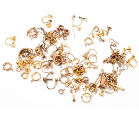 A group of yellow metal jewellery findings, including 9ct yellow gold examples, combined approx 25.9g.Additional InformationT