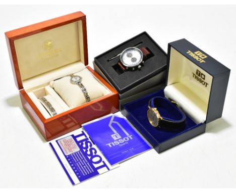 TISSOT; a gentleman's 9ct gold cased C-Star wristwatch, the silvered dial set with batons and subsidiary date aperture with q