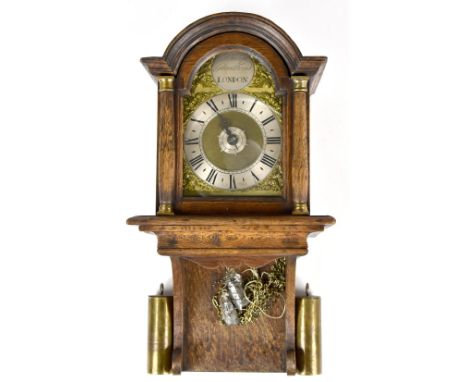 PHILLIP GREATHEAD, LONDON;&nbsp; an 18th century wall clock, the brass dial with applied mask head and scrolling decoration a