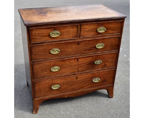 A Georgian mahogany chest of two short over three long drawers, raised on bracket feet, width 94cm, depth 53cm, height 94cm.A