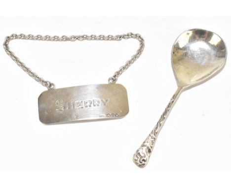 SYDNEY &amp; CO; an early 20th century hallmarked silver caddy spoon with Celtic-style decoration to handle and hammered bowl
