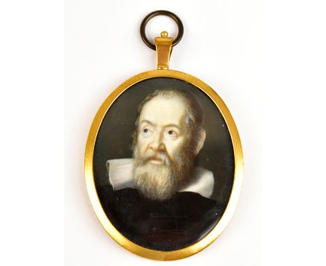 S. CALISTERI (Italian, late 19th century); watercolour, portrait miniature, quarter length of a bearded gentleman wearing a b