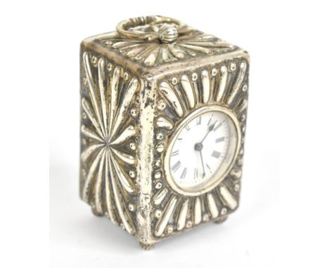 GEORGE BEDINGHAM; a Victorian hallmarked silver cased carriage clock, the circular enamel dial set with Roman numerals, the m