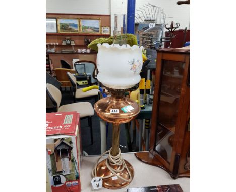 COPPER PILLAR LAMP AND SHADE