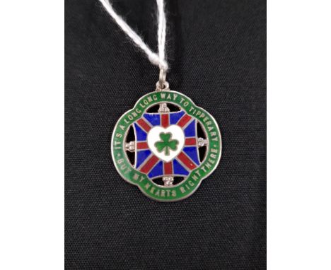 SILVER AND ENAMEL MEDAL, UNION FLAG WITH SHAMROCK CENTRE , ITS A LONG WAY TO TIPPERARY 