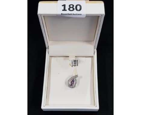 9 CARAT GOLD AMETHYST AND DIAMOND PENDANT