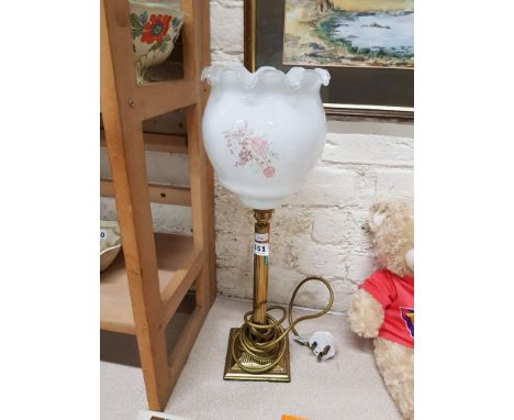 BRASS TABLE LAMP AND SHADE