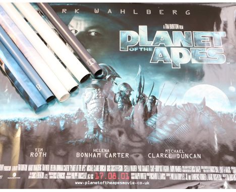 Seven British Quad film posters, consisting of Planet of the Apes, Hannibal, Shrek, Harry Potter, Lord of the Rings, Windtalk