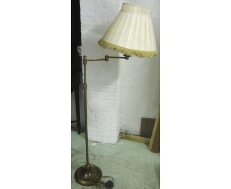 BESSELINK & JONES 'SMARTY ARM' FLOOR LAMP, late 20th century brass, 109cm H, from a London hotel, plus shade. 