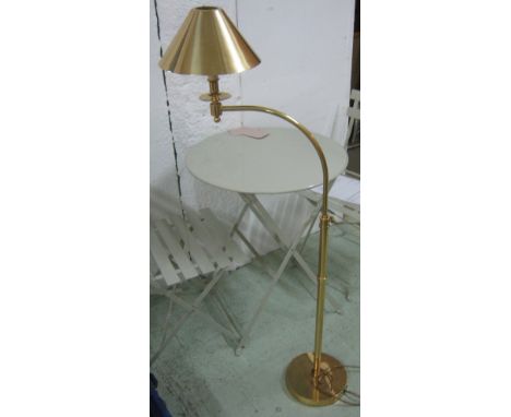 FLOOR LAMP, early 21st century brass of adjustable form, with shade, 126cm H.