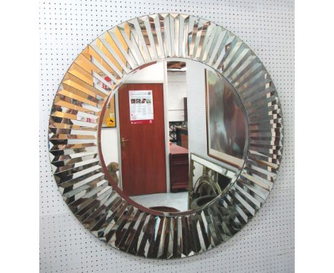 MIRROR, circular bevelled in a segmented mirrored surround, 100cm diam.