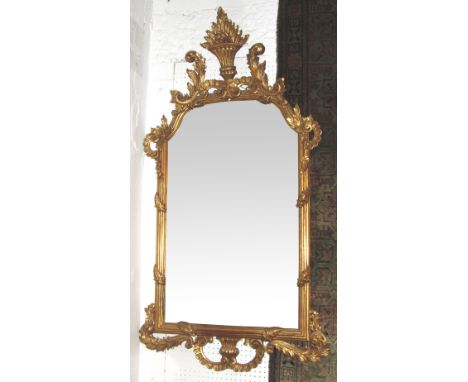 WALL MIRROR, Italian 19th century style with foliate detailed gilt surround and arched plate, 143cm H x 77cm W. 