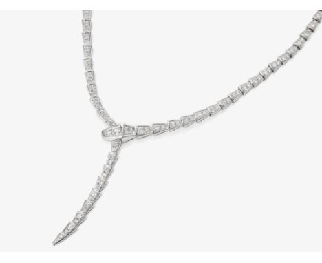 Elegantes Vintage Collier in Form einer Schlage verziert mit BrillantenDeutschland, Süddeutschland 2020er JahreWeißgold 750/-